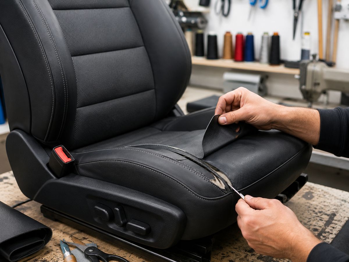 Autostoel reparatie door Yucel Stoffeerderij